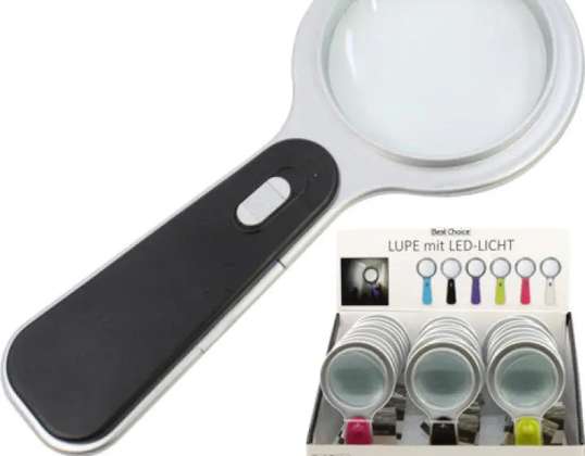 Valikoima värillisiä LED-suurennuslasia: 15x6,5 cm: n valaistu suurennuslasisarja parantaa näkyvyyttä