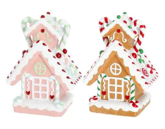 Buntes Candy Lebkuchenhaus Set  Festliche Deko  2 Stück  11x15 cm