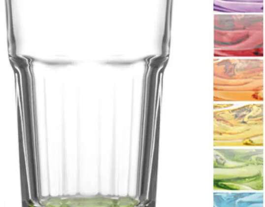 Cocktailglas Caipi 0 3l med farvet bund Sæt med 6 forskellige