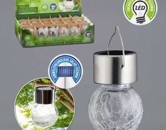 Lampe solaire LED Crackle Ball Compact 6x13 cm – Décoration de jardin écologique
