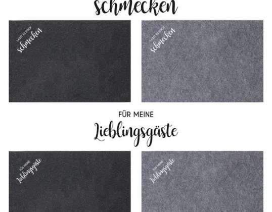 Decorative Felt Placemats with Sayings Set of 4 Assortment 2 approx. 45x30cm