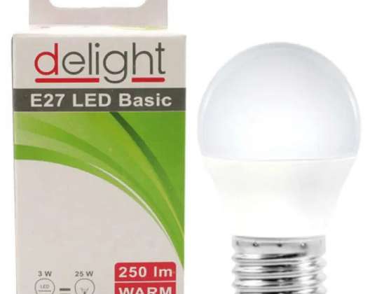 Delight LED lempa 3W E27 bazinis energiją taupantis apšvietimas namams ir biurui