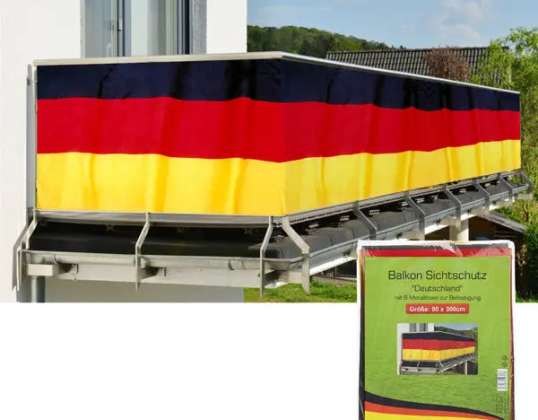 Vokietijos balkono privatumo ekranas - atsparus oro sąlygoms 90x300 cm nacionalinės spalvos
