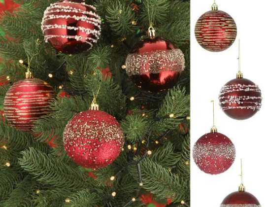 Dunkelrote Christbaumkugeln  Set von 4  ca. 8cm Durchmesser   Elegante Weihnachtsdekoration