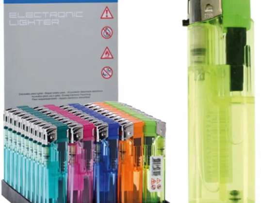 Elektrische aansteker transparant 5 kleuren assorti compact formaat 8x2cm