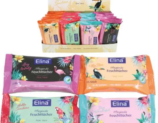 Elina Cloth Wipes 15 Pack Moist Towelettes 18x12cm Gentle on Skin for Refreshing Clean