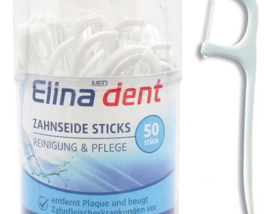 Elina Dental Floss Sticks 50 piezas en lata decorativa