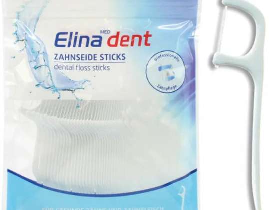 Elīnas zobu diega nūjas 8cm 50 gab atkārtoti noslēdzamā maisiņā