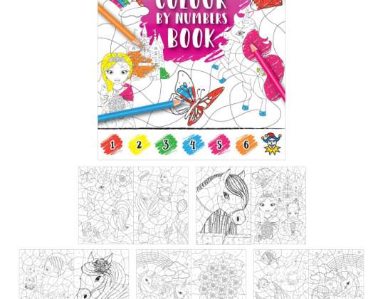 Fantasy World Paint by Numbers Book 10 5 x 14 5 cm 16 sidor – Magisk målarbok för barn