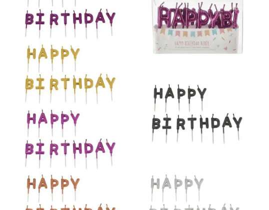 Κεριά γενεθλίων 'Happy Birthday' Σετ των 6 – Πολύχρωμη Διακόσμηση Τούρτας