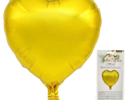 Arany fólia ballon szív alakban kb. 45 cm – romantikus és dekoratív