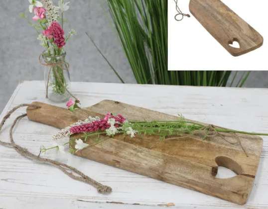 Large mango wood cutting board with heart Approx. 50cm height