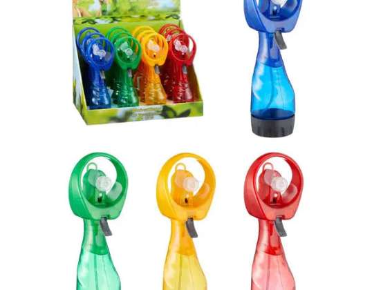 Abanico de mano con función de pulverización: portátil de 20 cm, 4 modos de pulverización