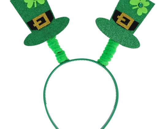 Irish Head Bopper Hattar med glitter och shamrock St. Patrick's Day-tillbehör