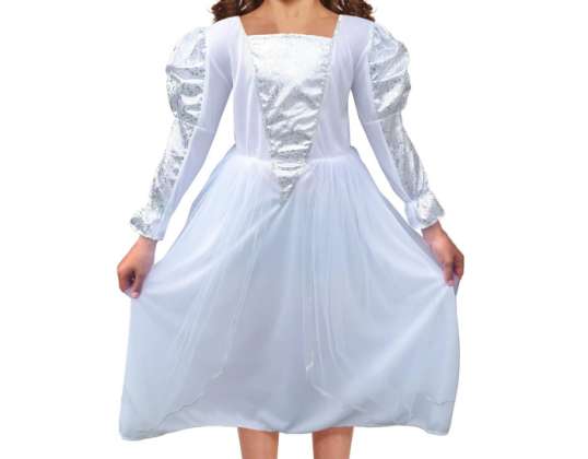 Children's Princess Costume White Large Fairytale Outfit for 10 12 Years