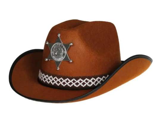 Dětská šerifská čepice v hnědé barvě