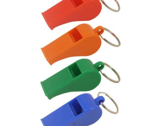 Kunststoffpfeife 5 5 cm mit Ring  4 Farben sortiert  langlebiges Pfeifenset für Sport &amp; Training