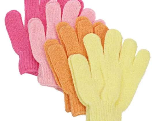 Massage wash gloves in a set of 2 pastel colours 17x12cm