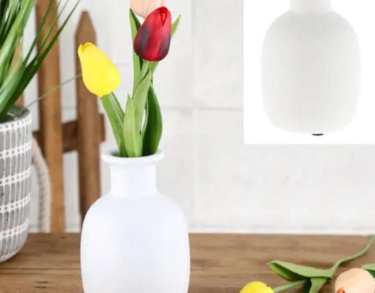 Vase en céramique blanc mat Design minimaliste env. 9x14 cm