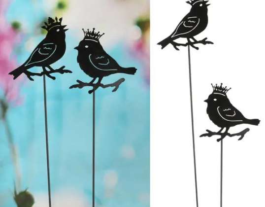 Set de 2 decorațiuni de grădină pentru păsări din metal, negru, mare, aprox. 100 cm H