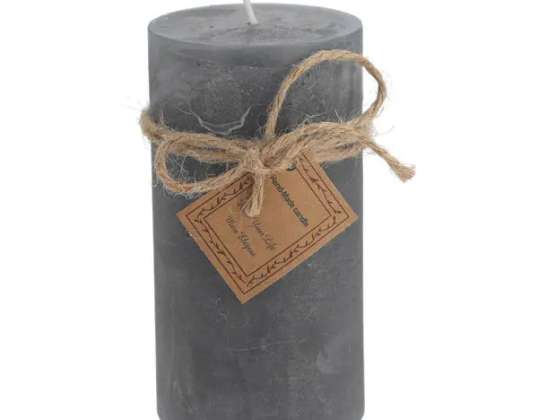 Medium pillar candle in frosted anthracite M 7x13cm Elegant light element