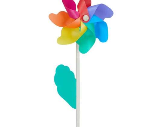 Medium colorful windmill 'Flower' 48 cm height 18 cm diameter - colorful garden decoration
