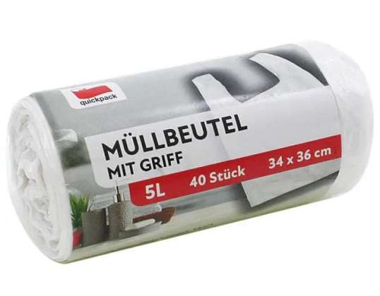 Müllbeutel 5L mit Tragegriffen  40 Stück  Praktisch für den Alltag