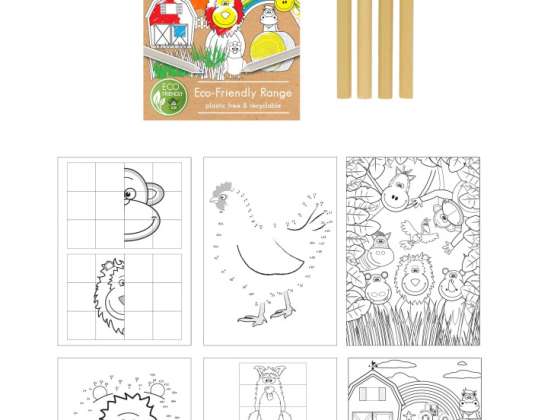 Екологичен комплект за деца, забавление и творчество, формат А6 14x10 см