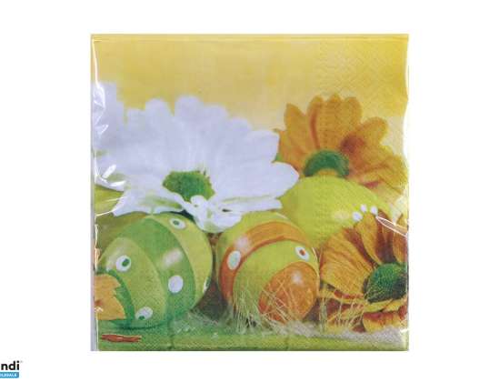 Påskeservietter 'Egg &amp;; Blomster' 33x33 cm 3 lag 20 pakke