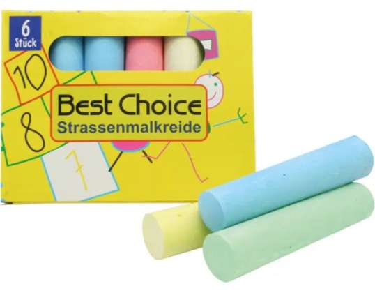 Pavement Chalk 6 Pieces 10cm Jumbo in Box with Different Colors