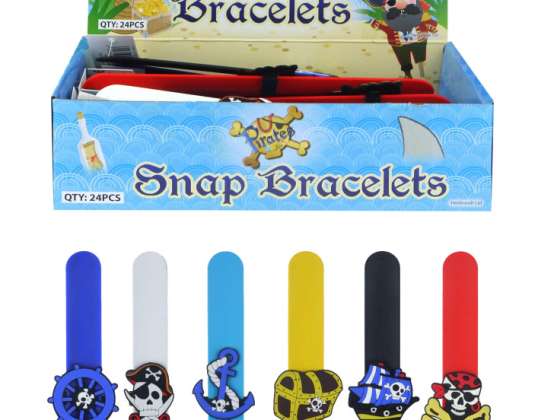 Brazalete pirata con cierre a presión 23 cm x 2,5 cm 6 diseños diferentes - accesorios piratas de moda para niños