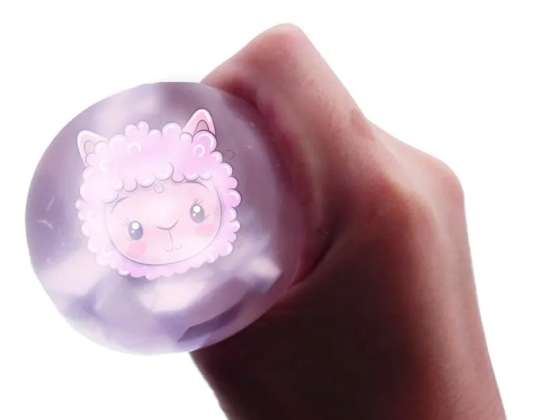 Strânge minge Lama roz cu sclipici 6 5 cm
