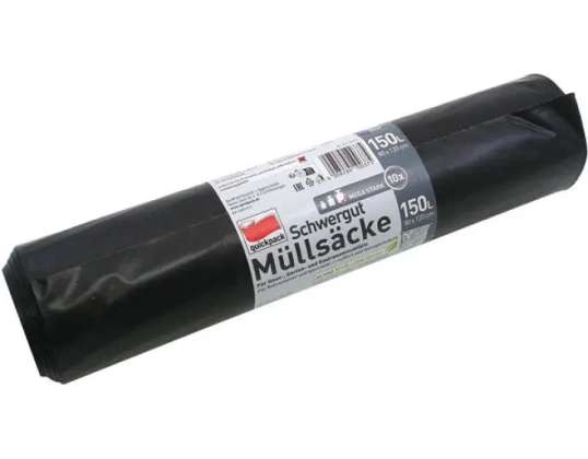 Sacs à ordures noirs robustes 150L 80x120cm 10 Pack