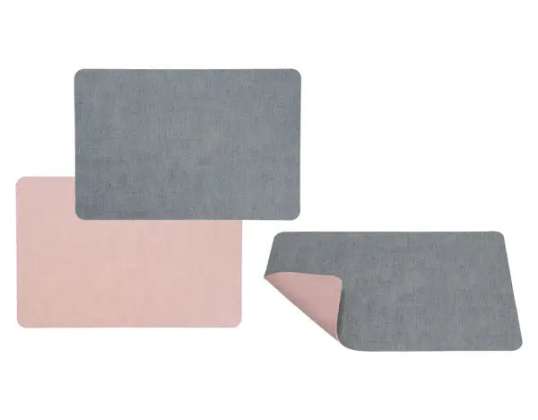 Elegantna placemat iz PVC 45x30cm lisaste barve v sivi/roza barvi Enostavna nega &amp; robustna Toplotno odporna