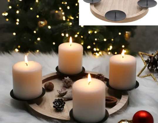 Okrúhly adventný svietnik malý priemer 28cm vianočná dekorácia