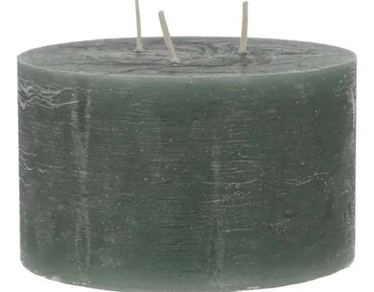Schilfgrüne Dreidocht Kerze  Durchmesser 15cm   Natürliches Ambiente