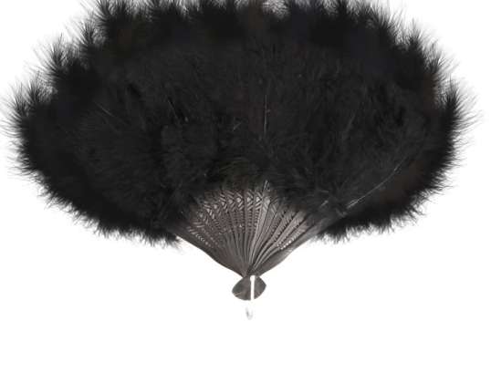 Black fan 40cm x 27cm Elegant hand fan made of feathers