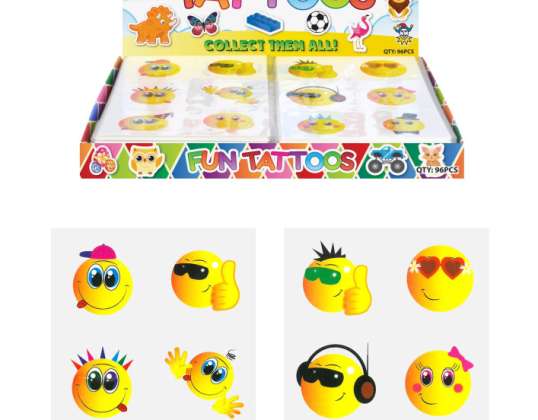 Mini Tattoos 4cm mit Lächeln Motiv  6 Stück/Set  2 Varianten   Temporäre Kindertattoos
