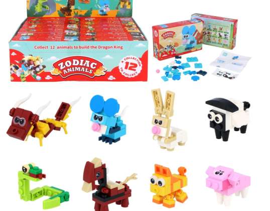 Állatövi állatok építőelemei készlet 12 különböző modell Oktató játékok gyerekeknek