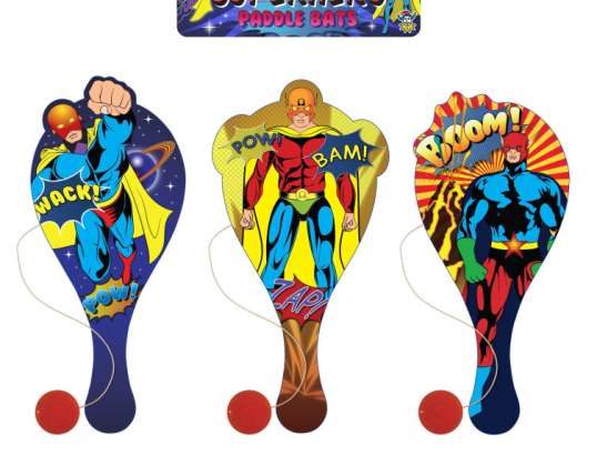 Superhelden Paddleball Schläger  Holz  22 cm  3 Varianten   Spielzeug Für Draußen