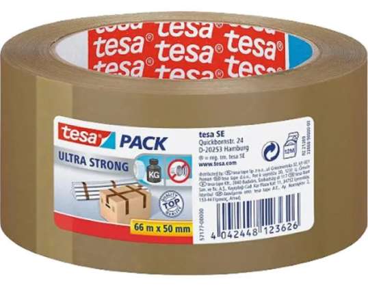 TESA Ultra Starkes Braunes Packband  66x50mm – Zuverlässiges Klebeband für sicheres Verpacken