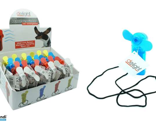 Ventilador portátil de mano con cordón, embalaje de exhibición en 4 colores
