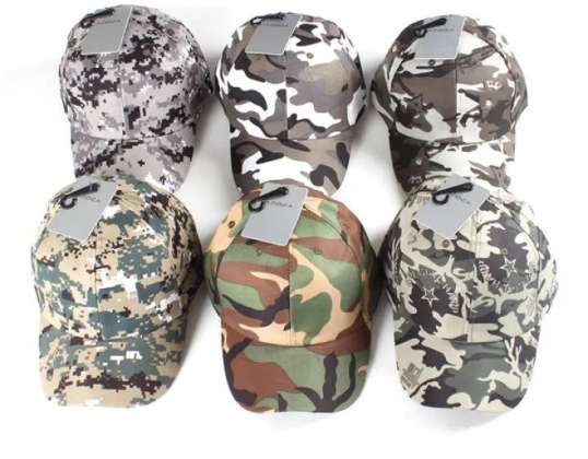 Juego de gorra de béisbol de camuflaje versátil Talla única 6 Pack