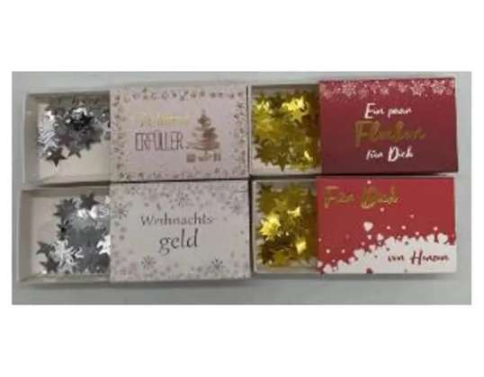 Christmas gift boxes with star confetti set of 4 festive packaging