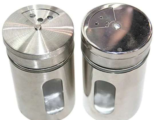 XL Spice Shaker en verre et acier inoxydable 8,5x5x5cm Aide de cuisine élégante