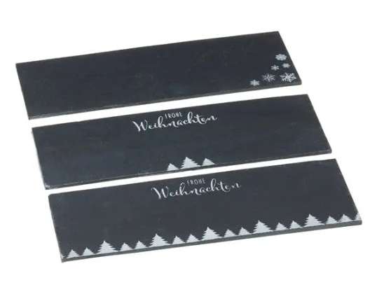 Weihnachtliche Schieferplatten  rechteckig  3/s  ca. 30x10 cm   Elegante Servierplatten
