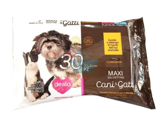 Talc cleansing wipes. Dogs Cats Puppies Wipes 30 WIPES