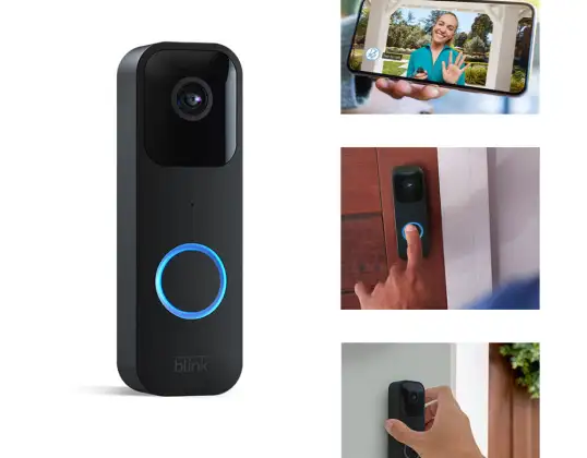 Blink Video Doorbell, Черно | 1080p HD, инфрачервено нощно виждане, Alexa съвместим