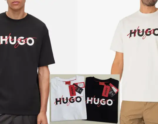 HUGO Dakaishi T-skjorte for menn laget av bomullsjersey med dobbel logo