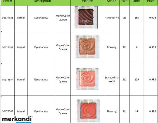 Loreal Eyeshadow Mono color Queen in 9 different colors